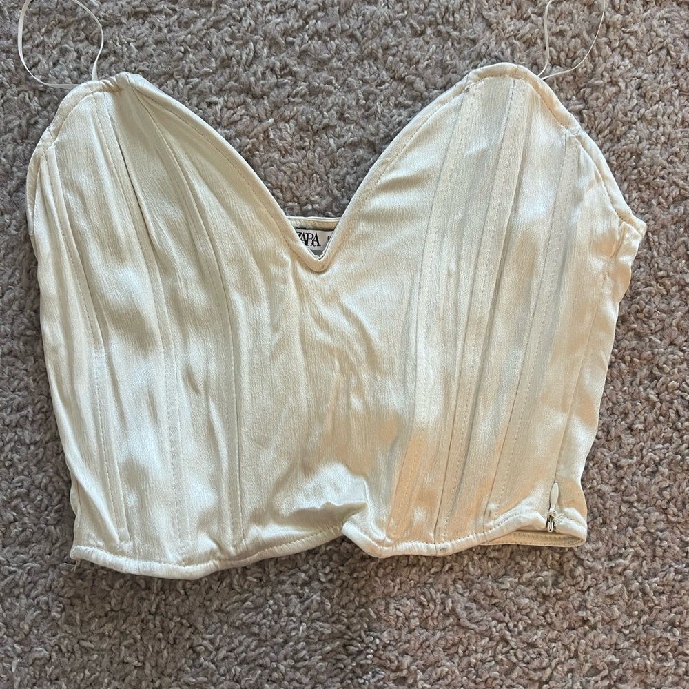 Cream Bustier cropped top